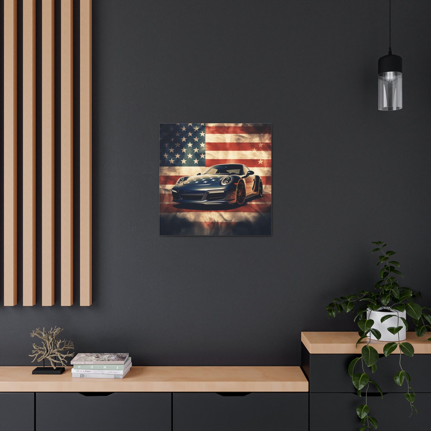 Canvas Gallery Wraps Abstract American Flag Background Porsche 3