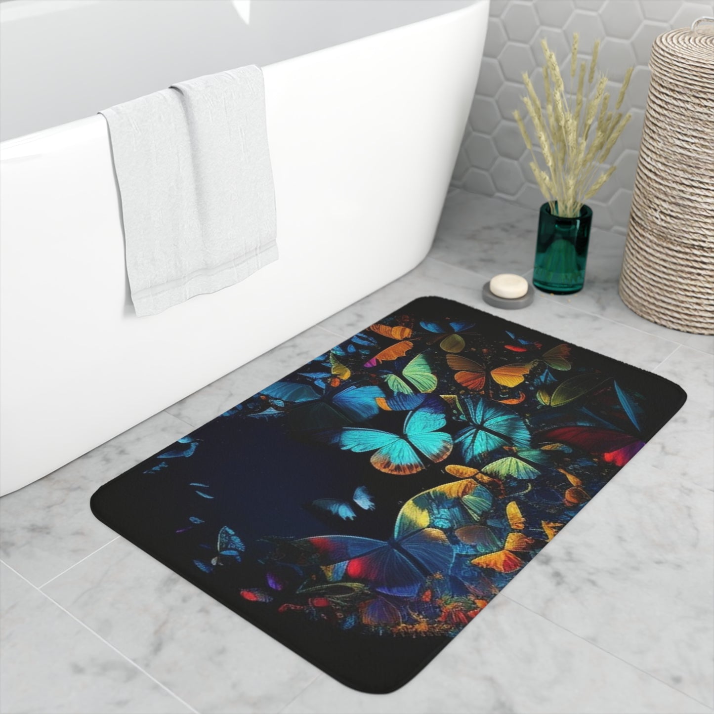 Memory Foam Bath Mat Moon Butterfly 1