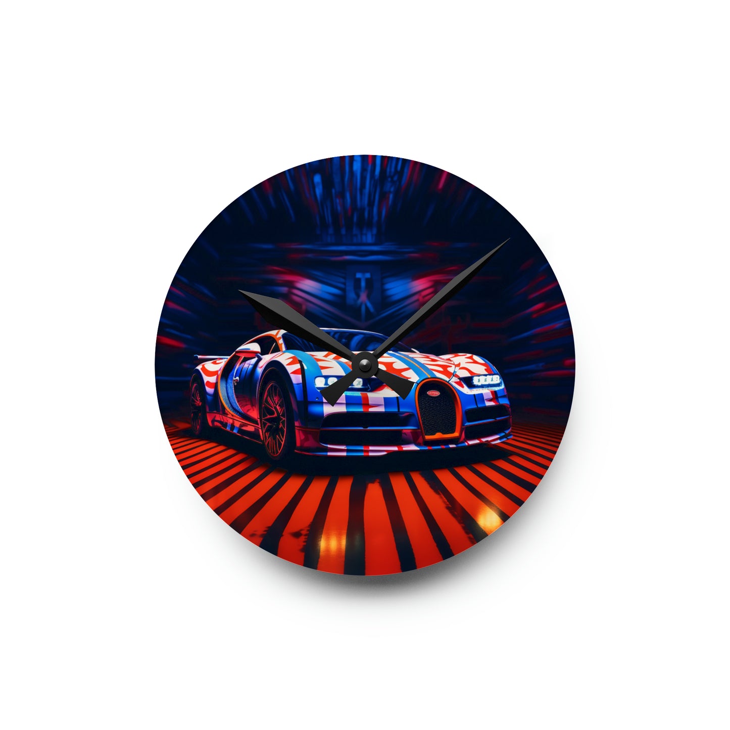 Acrylic Wall Clock Macro Bugatti American Flag 1