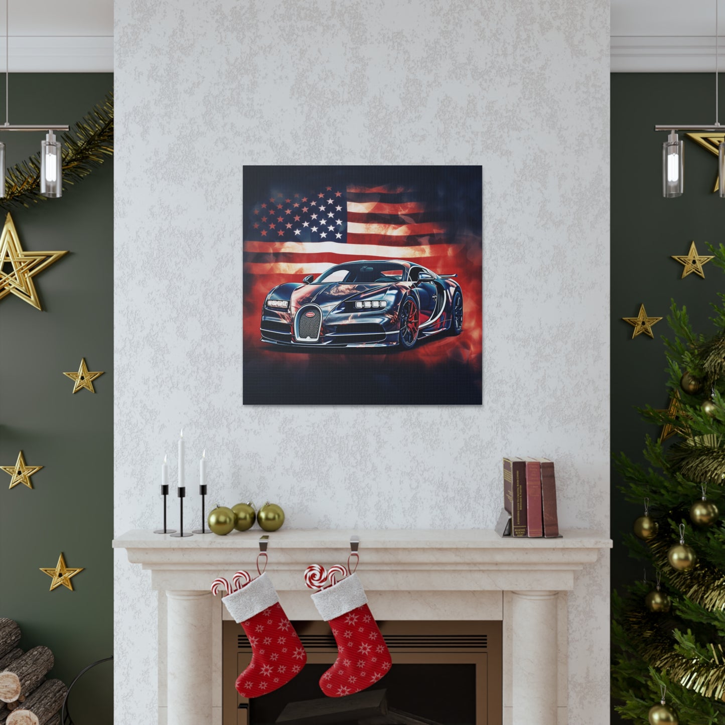 Canvas Gallery Wraps Abstract American Flag Background Bugatti 4