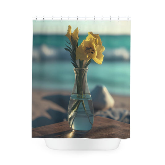 Polyester Shower Curtain Yellow Gladiolus glass 4
