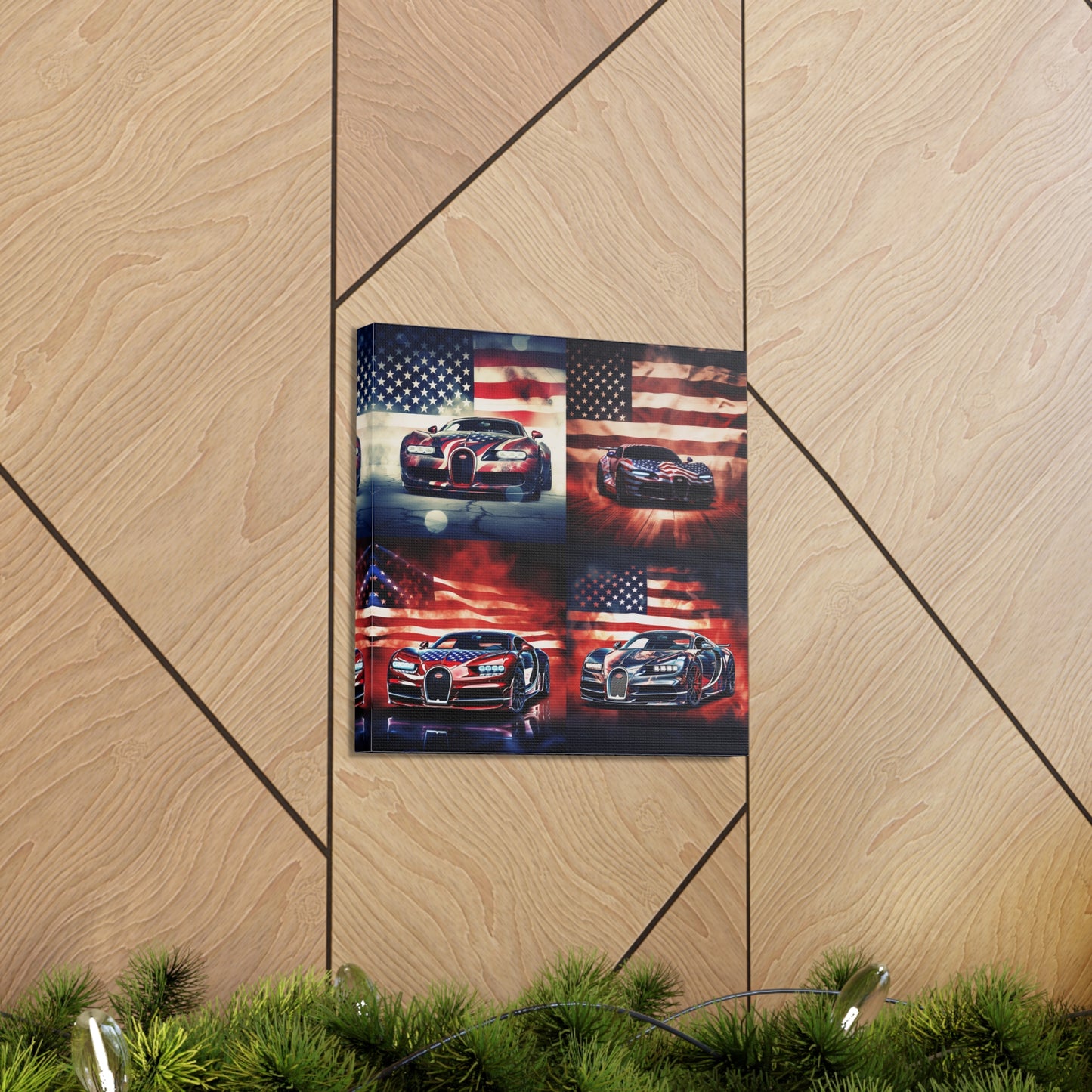 Canvas Gallery Wraps Abstract American Flag Background Bugatti 5