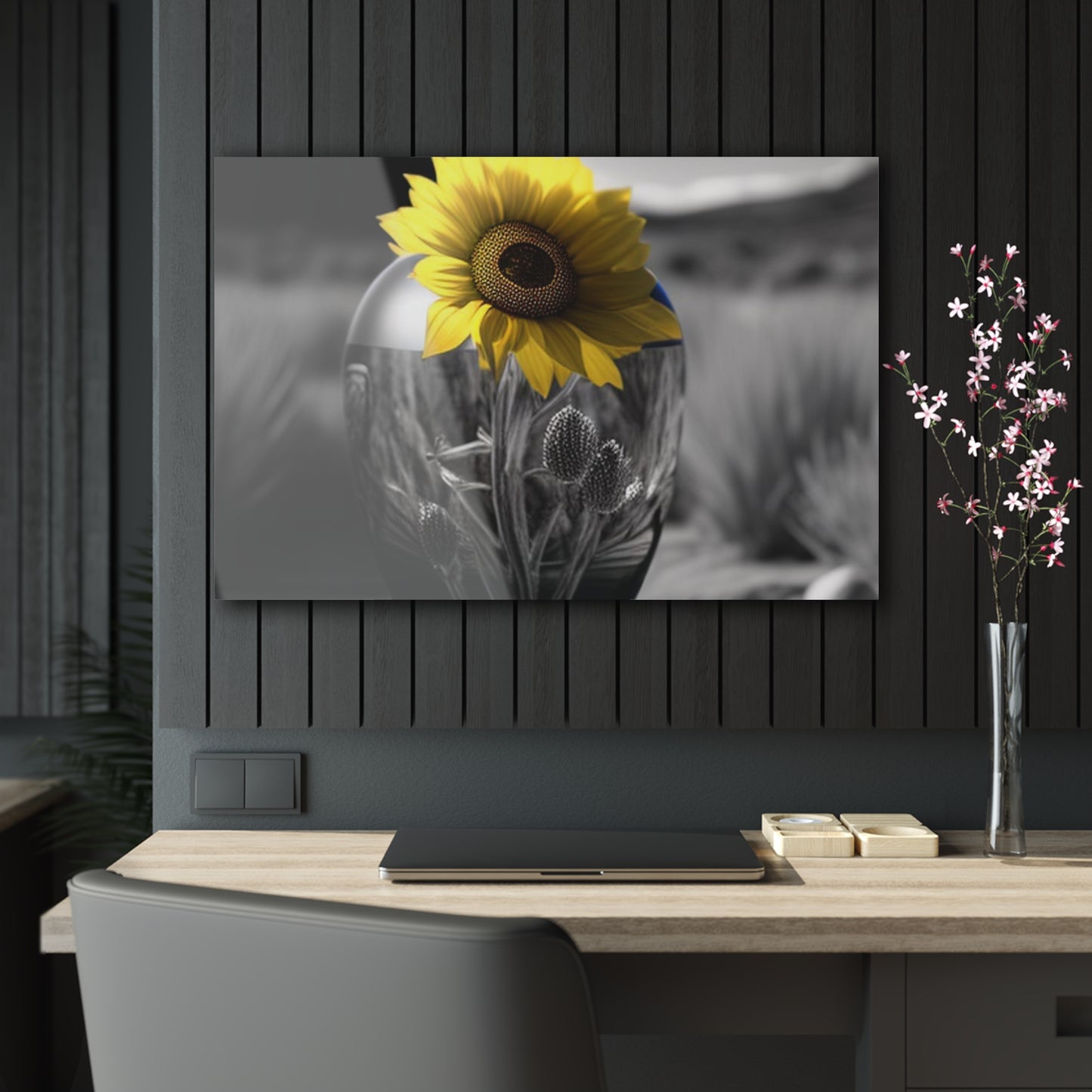 Acrylic Prints Yellw Sunflower in a vase 3