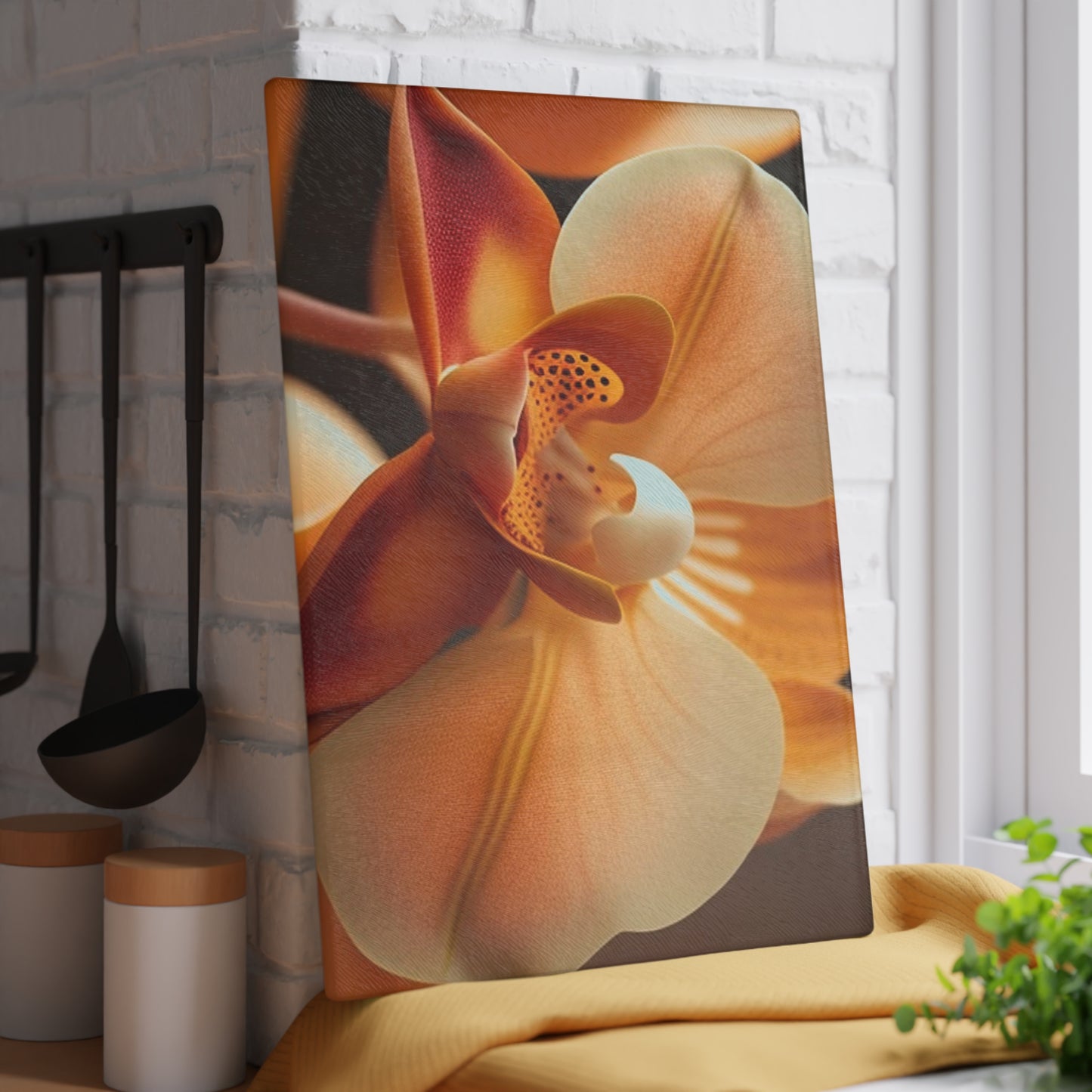 Glass Cutting Board Orange Orchid 3