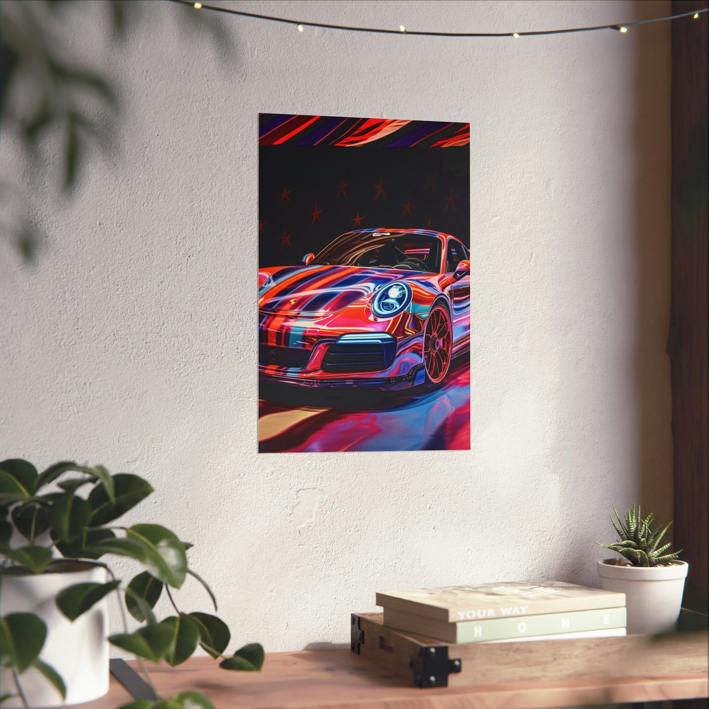 Premium Matte Vertical Posters American Flag Colored Porsche 4