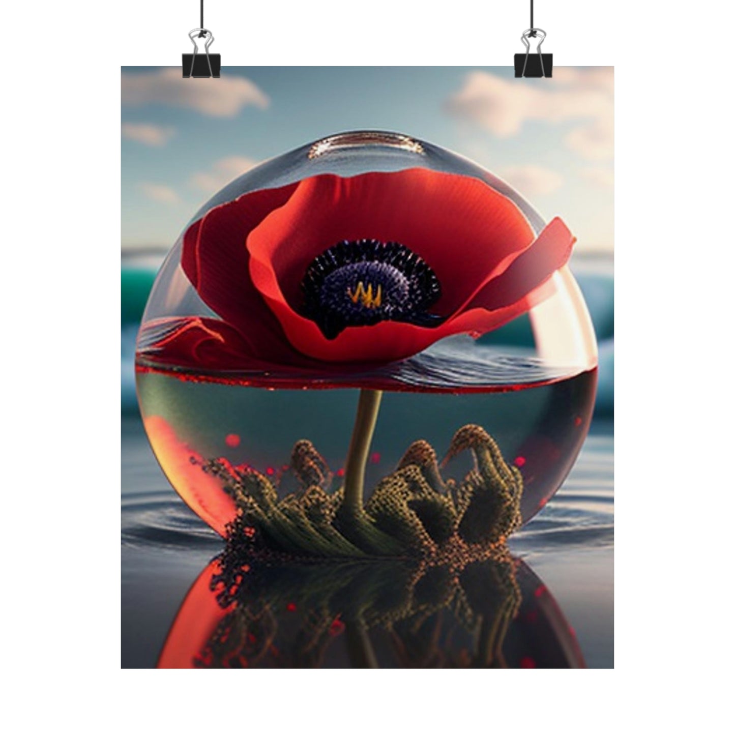 Premium Matte Vertical Posters Red Anemone in a Vase 4