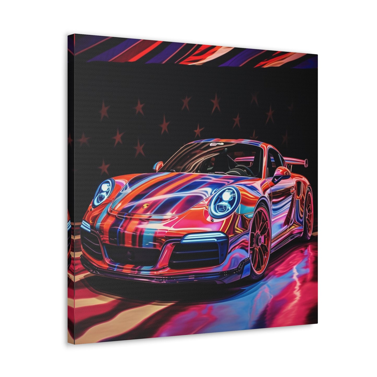 Canvas Gallery Wraps American Flag Colored Porsche 4