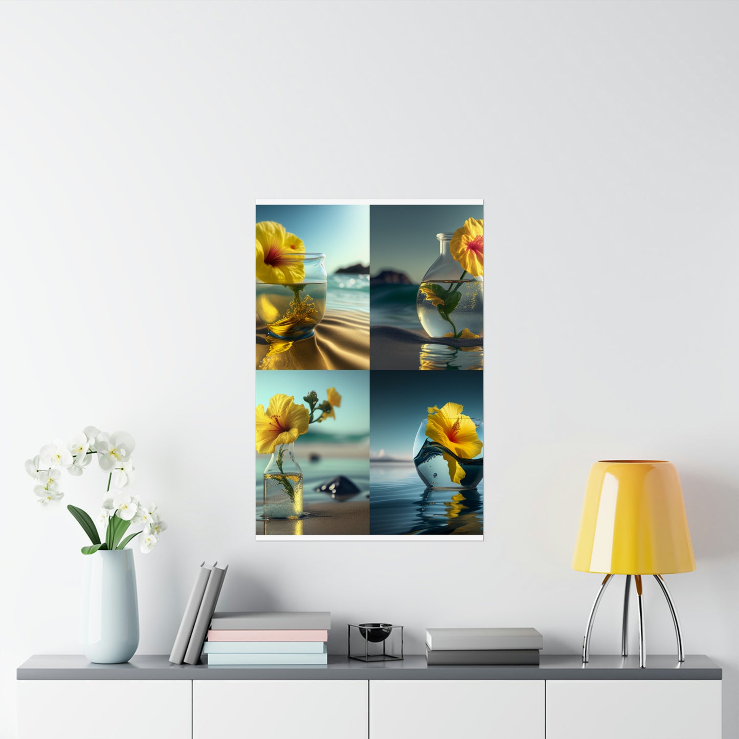 Premium Matte Vertical Posters Yellow Hibiscus glass 5