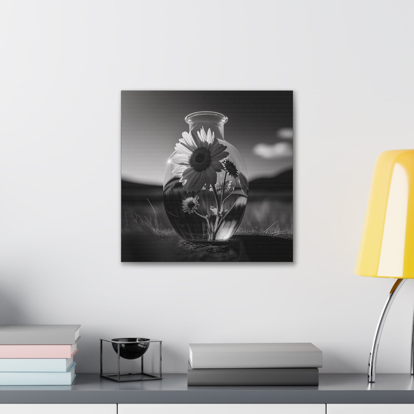 Canvas Gallery Wraps Yellw Sunflower in a vase 4
