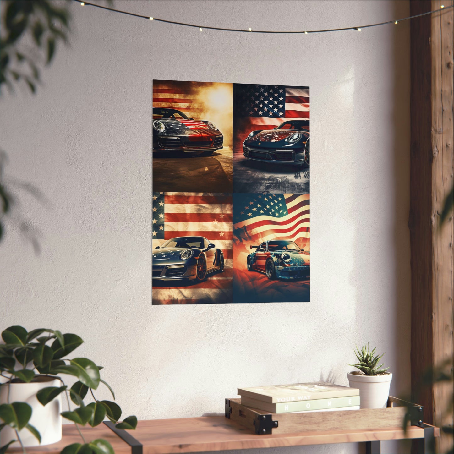 Premium Matte Vertical Posters Abstract American Flag Background Porsche 5