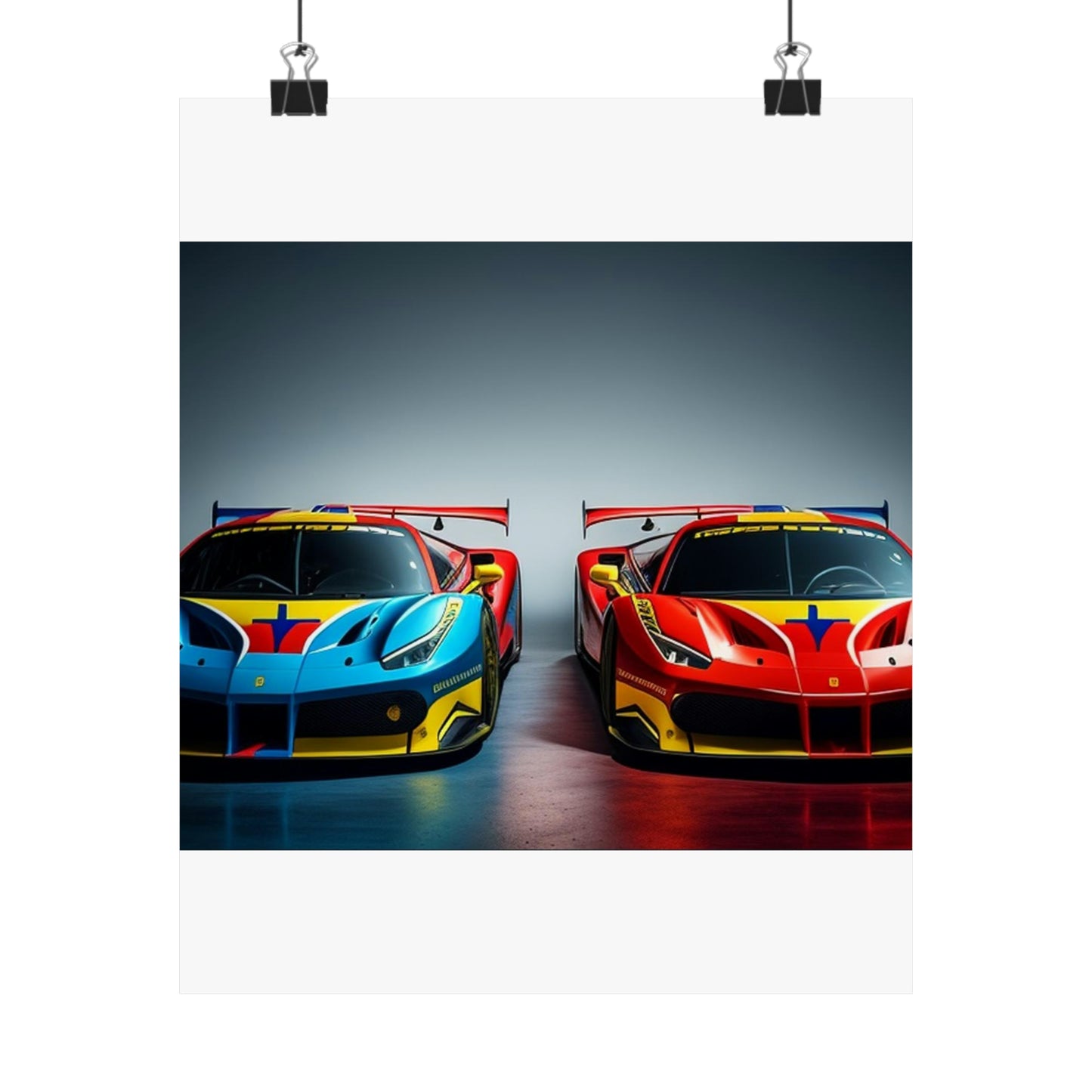 Premium Matte Vertical Posters Ferrari Red Blue 2