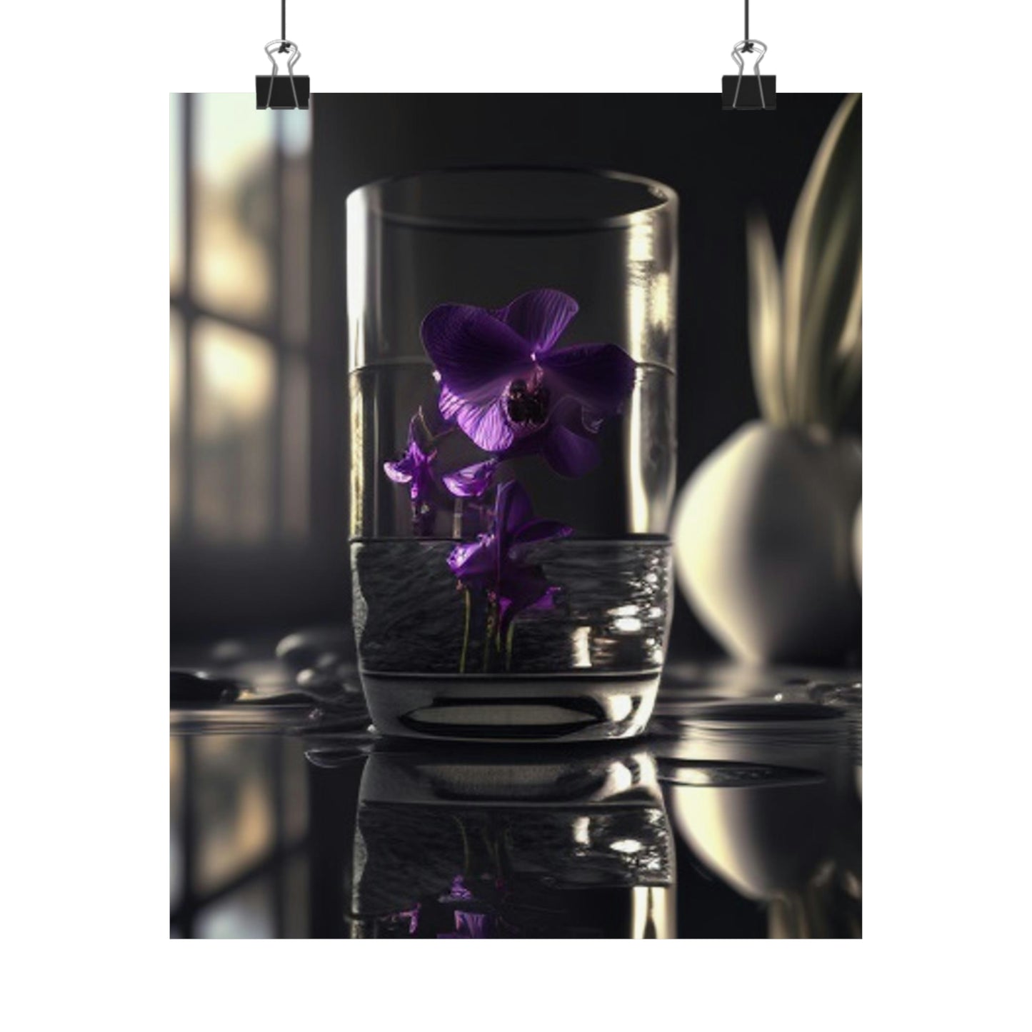 Premium Matte Vertical Posters Purple Orchid Glass vase 4