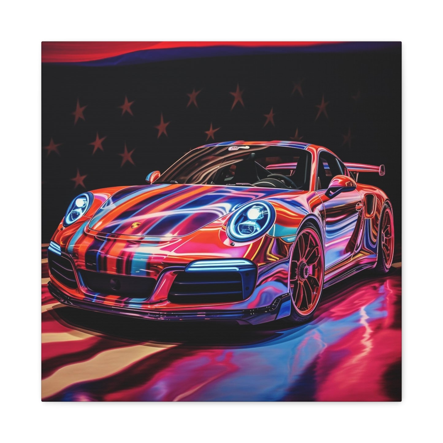 Canvas Gallery Wraps American Flag Colored Porsche 3