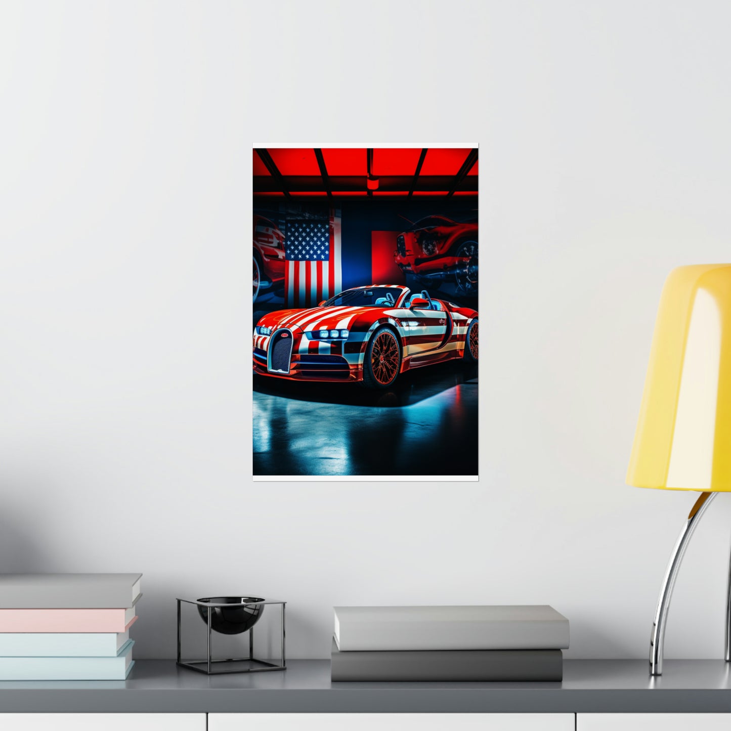 Premium Matte Vertical Posters Macro Bugatti American Flag 2