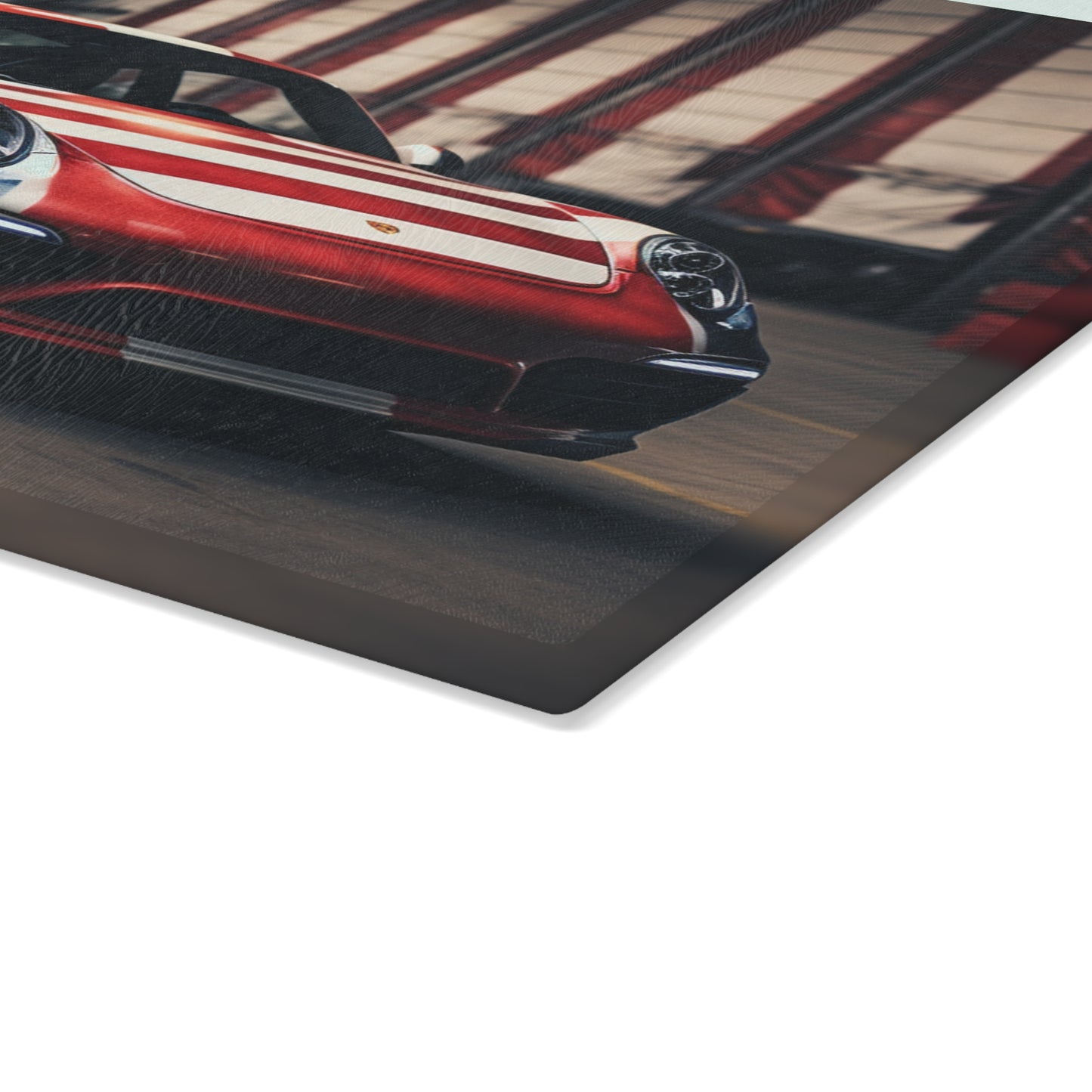 Glass Cutting Board American Flag Porsche 2