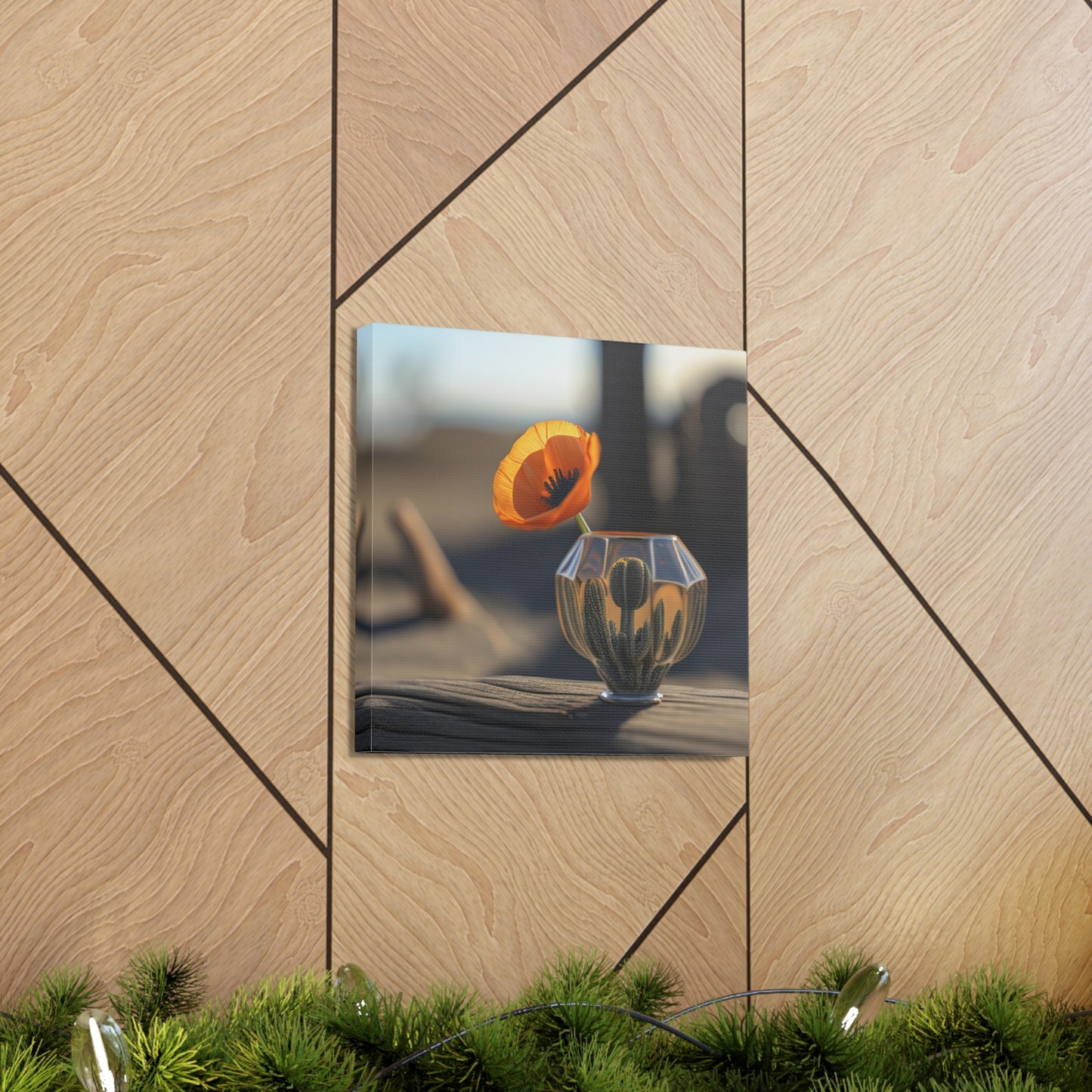 Canvas Gallery Wraps Orange Poppy in a Vase 2