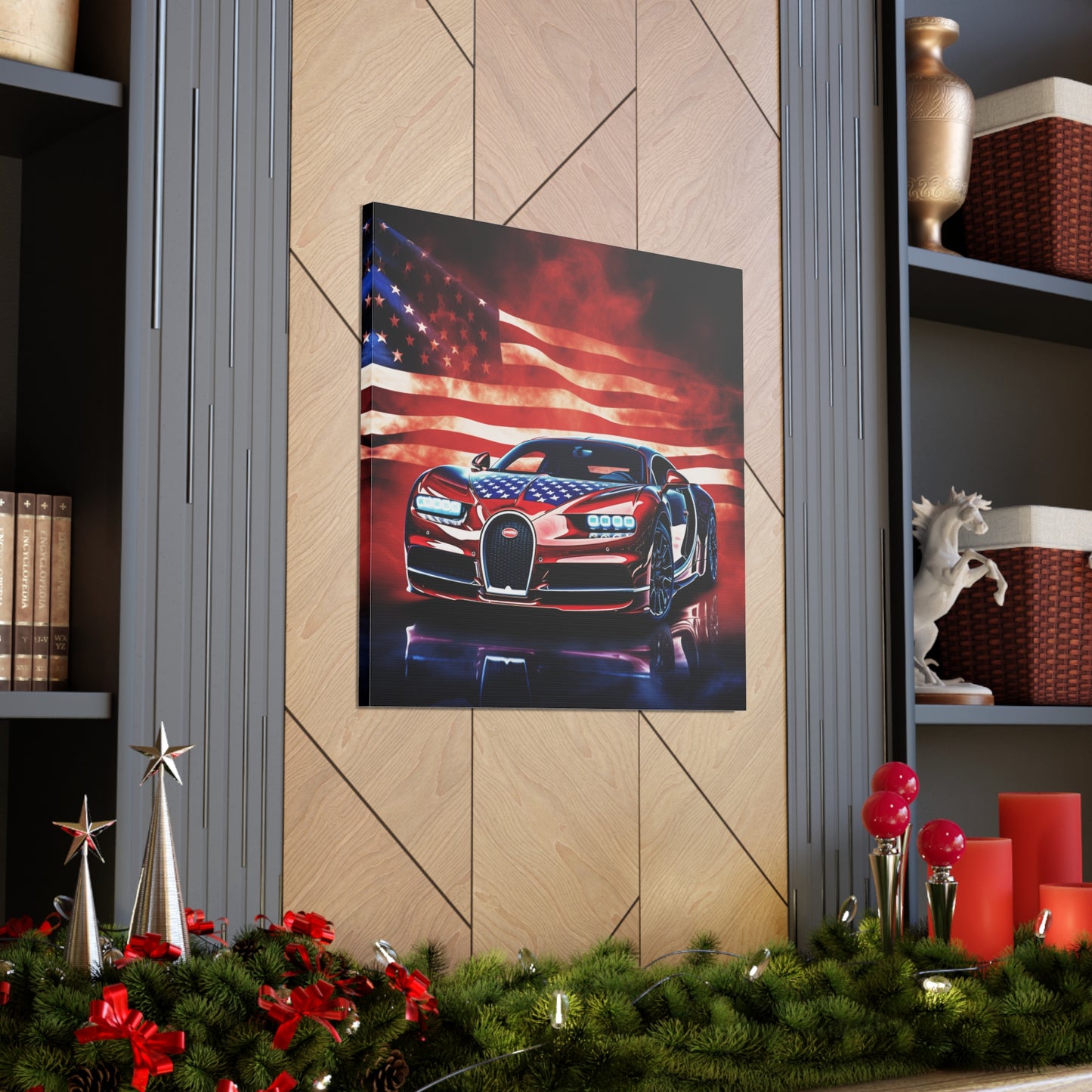 Canvas Gallery Wraps Abstract American Flag Background Bugatti 3