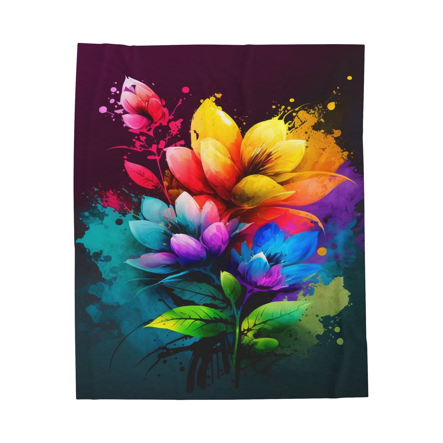 Velveteen Plush Blanket Bright Spring Flowers 3