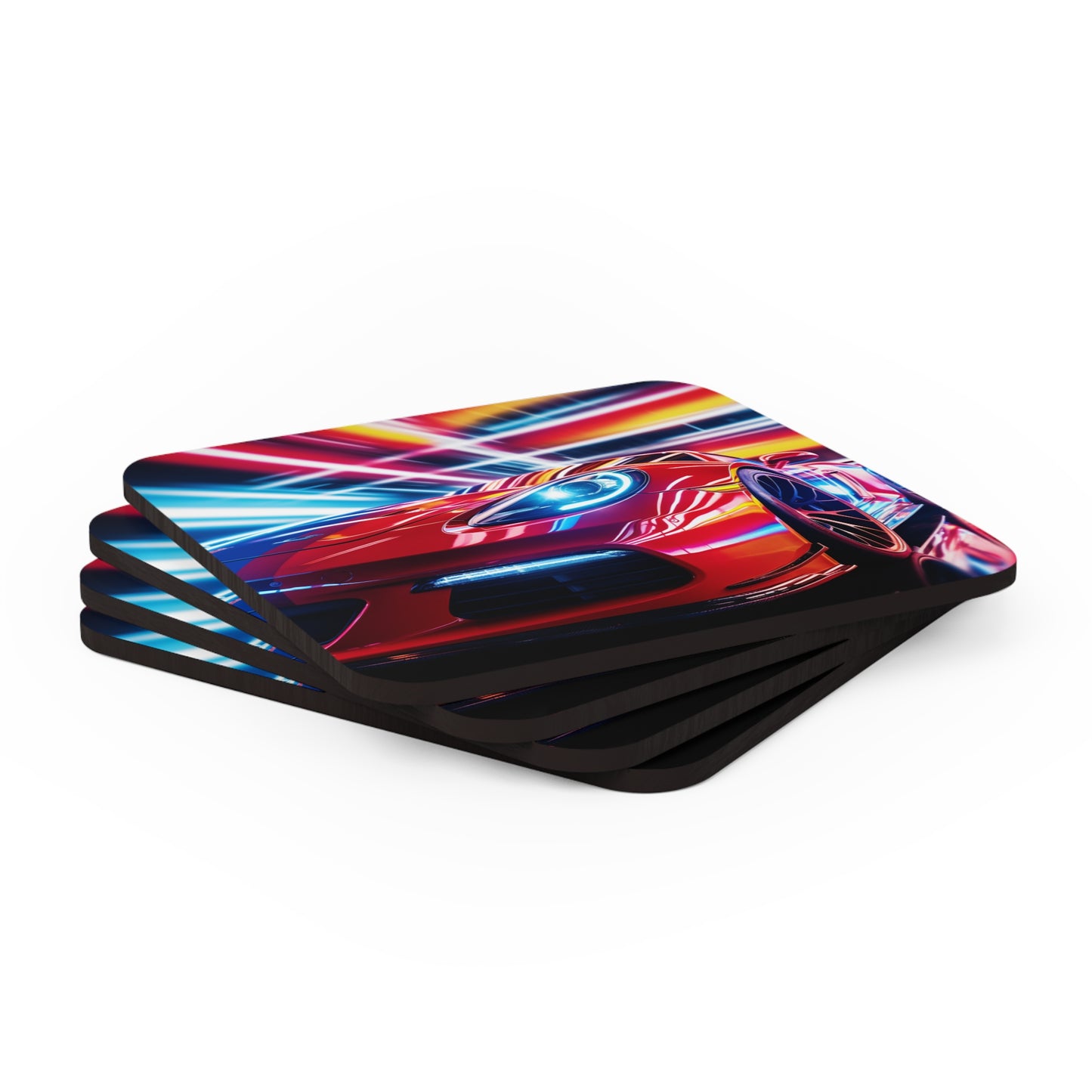 Corkwood Coaster Set Macro Flag Ferrari 1