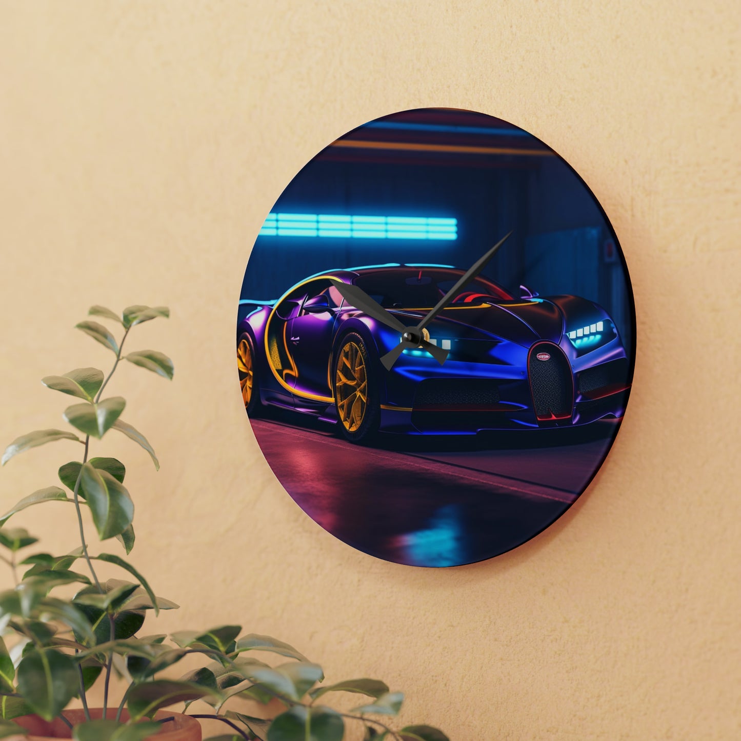 Acrylic Wall Clock Hyper Bugatti Neon Chiron 4