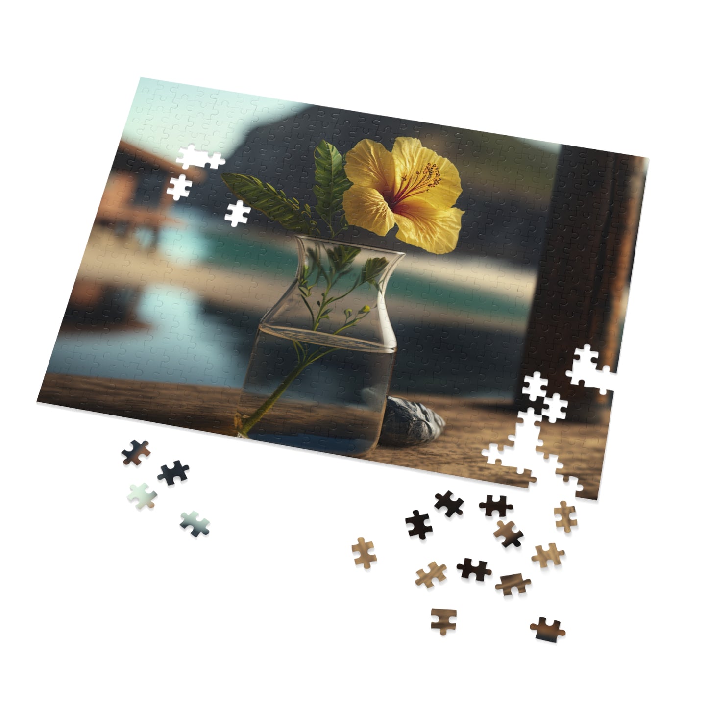 Jigsaw Puzzle (30, 110, 252, 500,1000-Piece) Yellow Hibiscus Wood 4