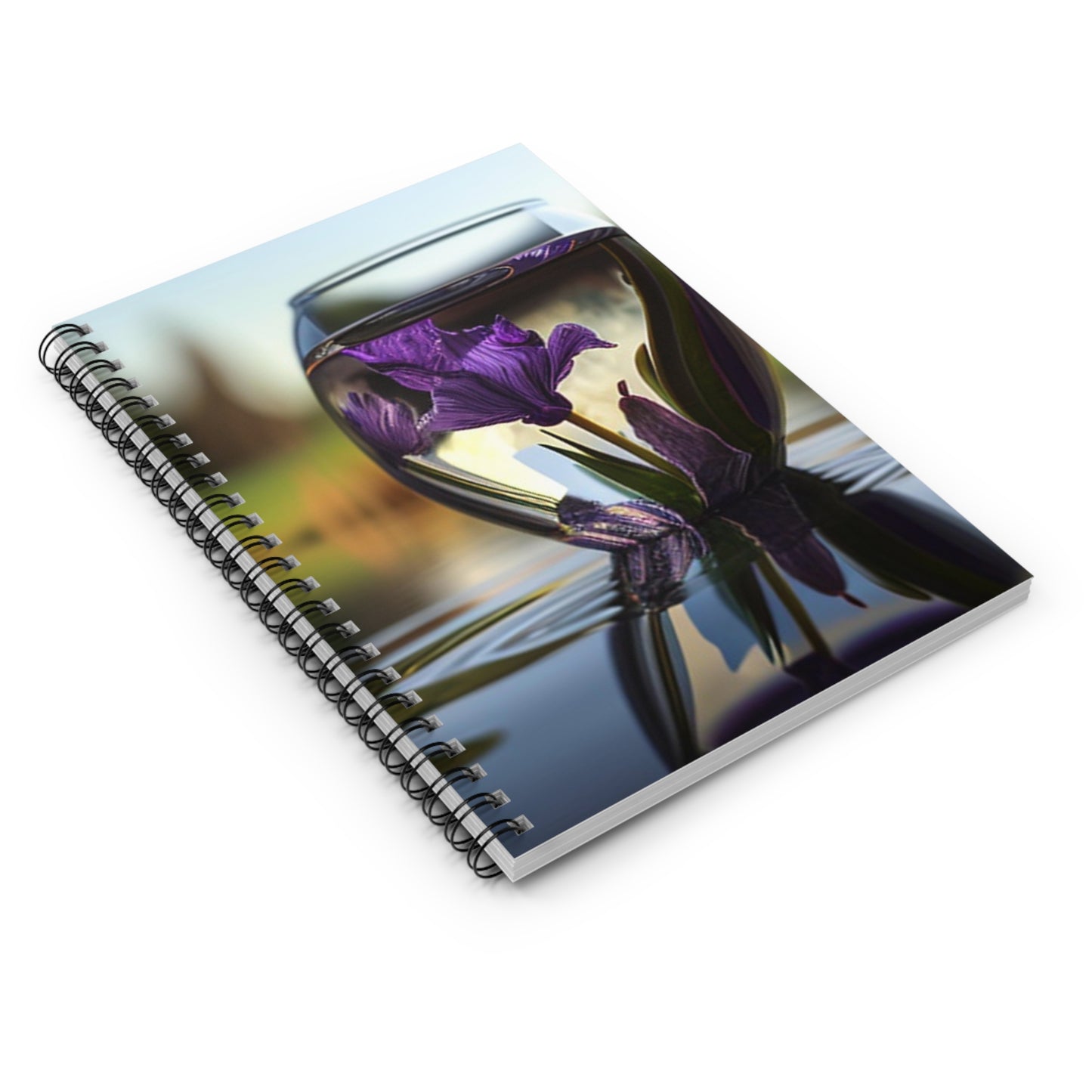 Spiral Notebook - Ruled Line Purple Iris in a vase 3