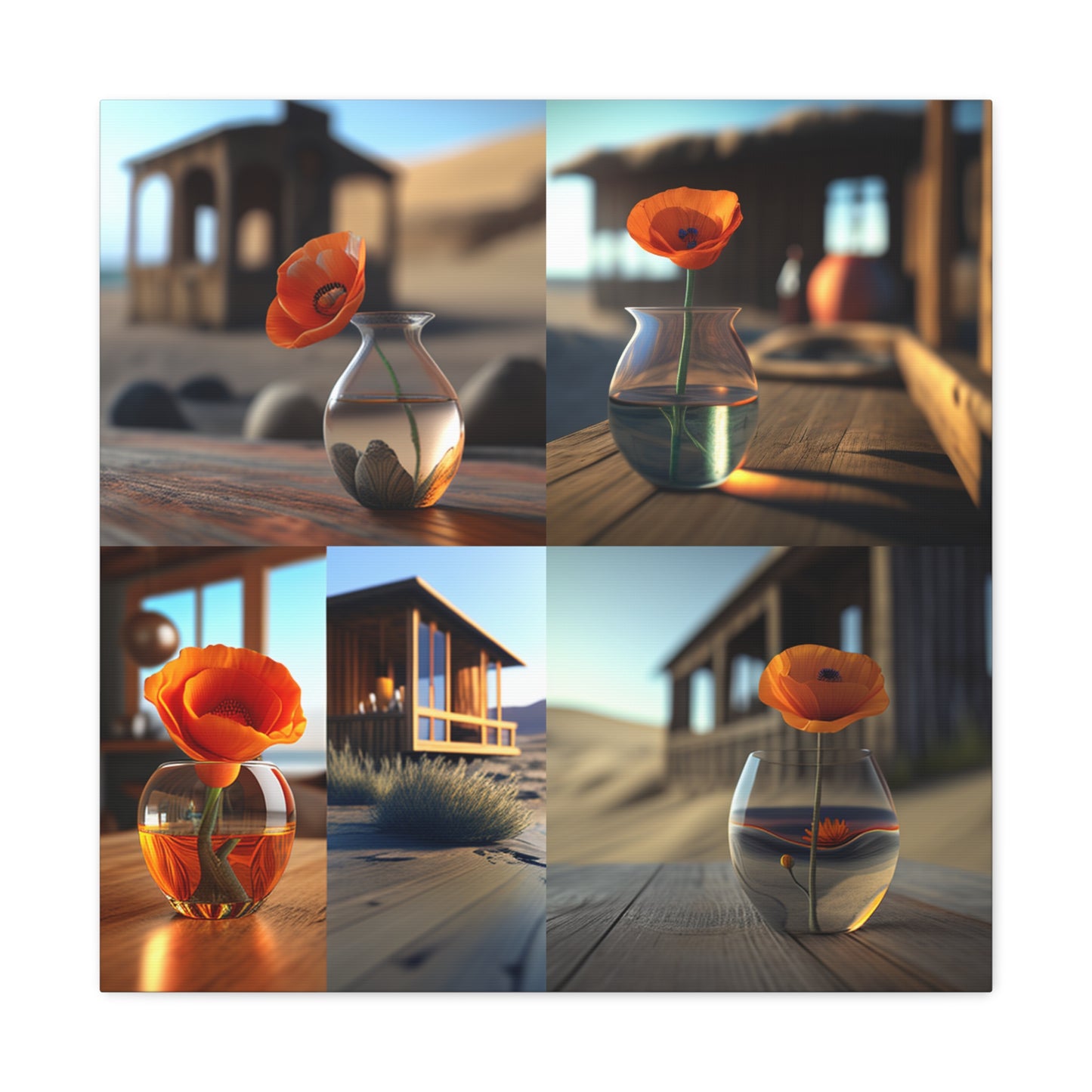 Canvas Gallery Wraps Poppy in a Glass Vase 5