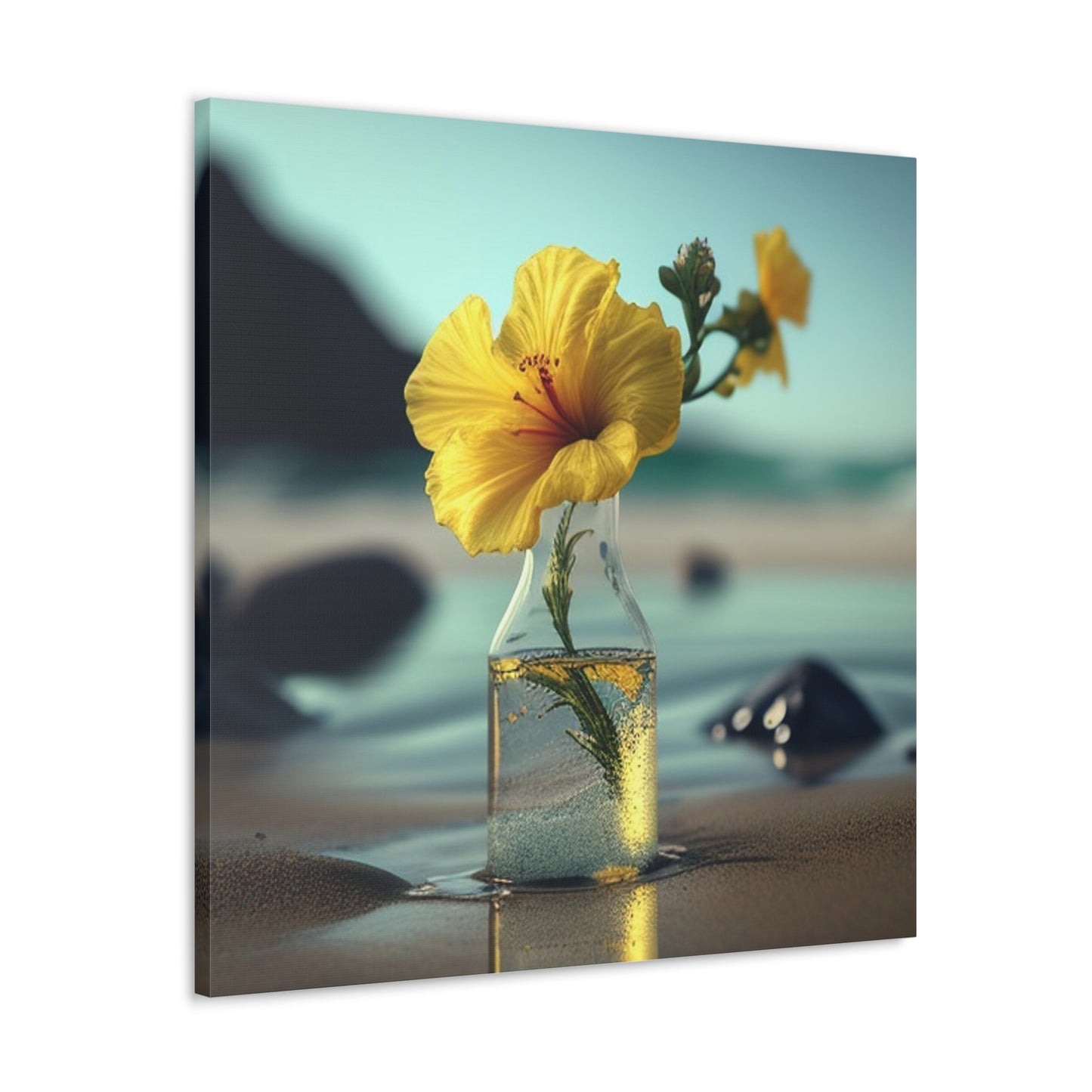 Canvas Gallery Wraps Yellow Hibiscus glass 3