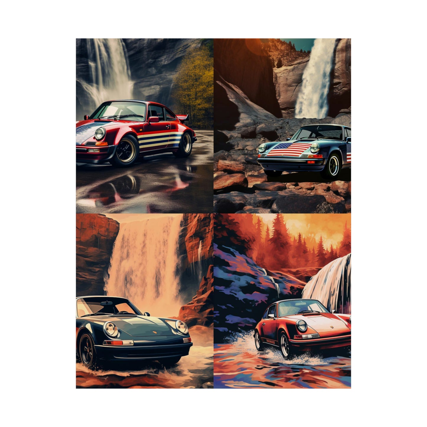 Premium Matte Vertical Posters American Flag Porsche Abstract 5