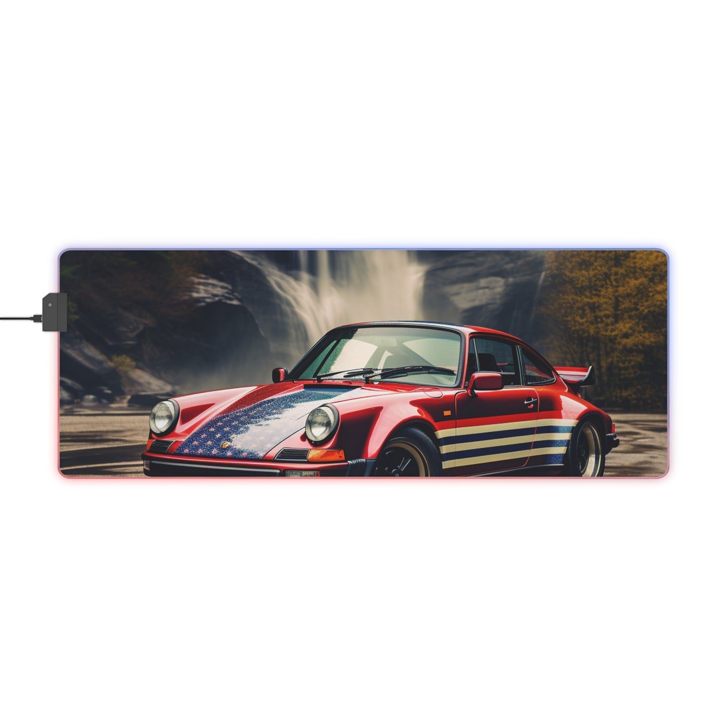 LED Gaming Mouse Pad American Flag Porsche Abstract 1