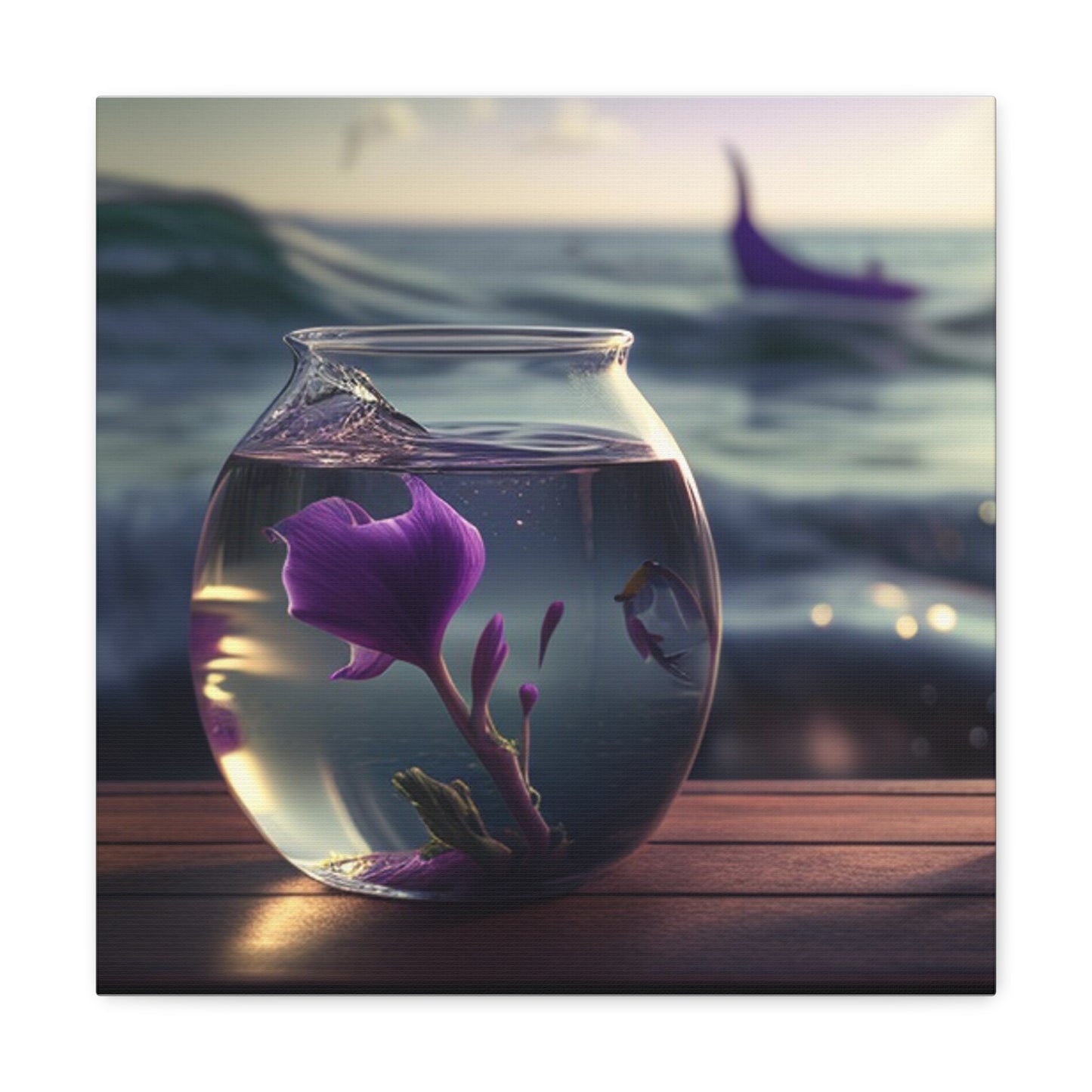 Canvas Gallery Wraps Purple Sweet pea in a vase 1