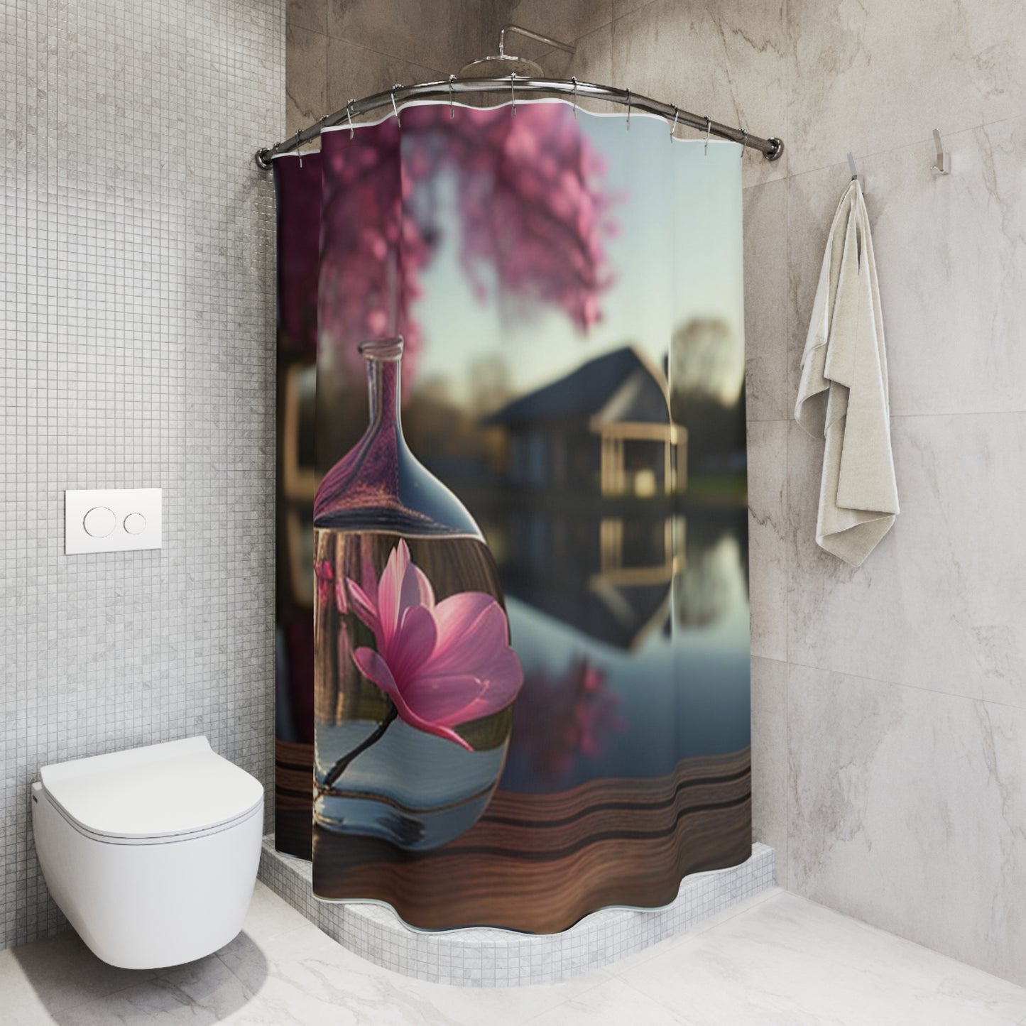 Polyester Shower Curtain Magnolia in a Glass vase 2