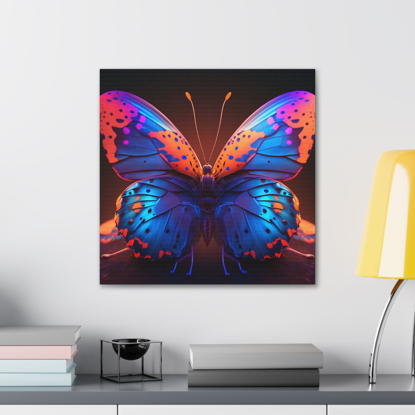 Canvas Gallery Wraps Neon Butterfly Macro 3