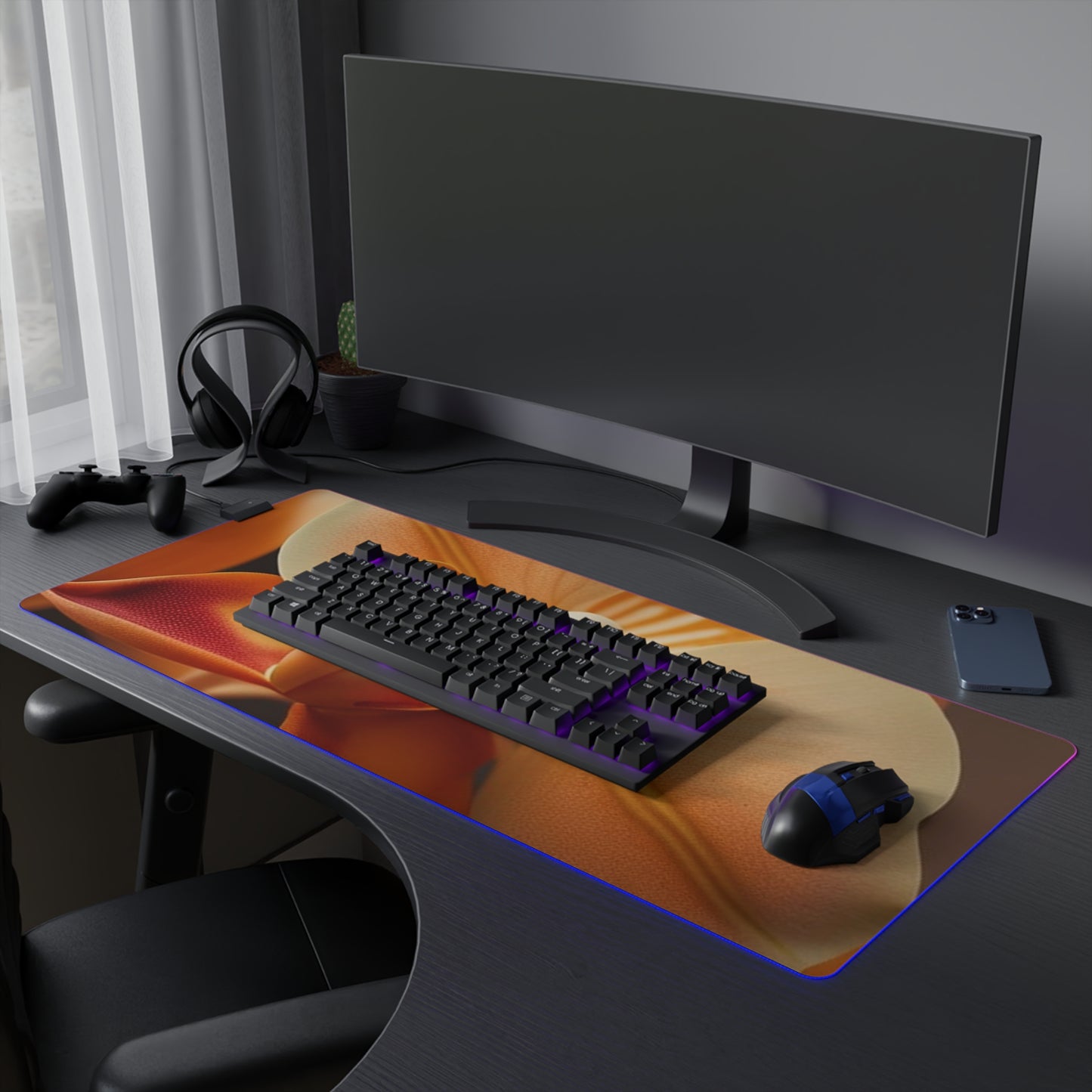 LED Gaming Mouse Pad Orange Orchid 3