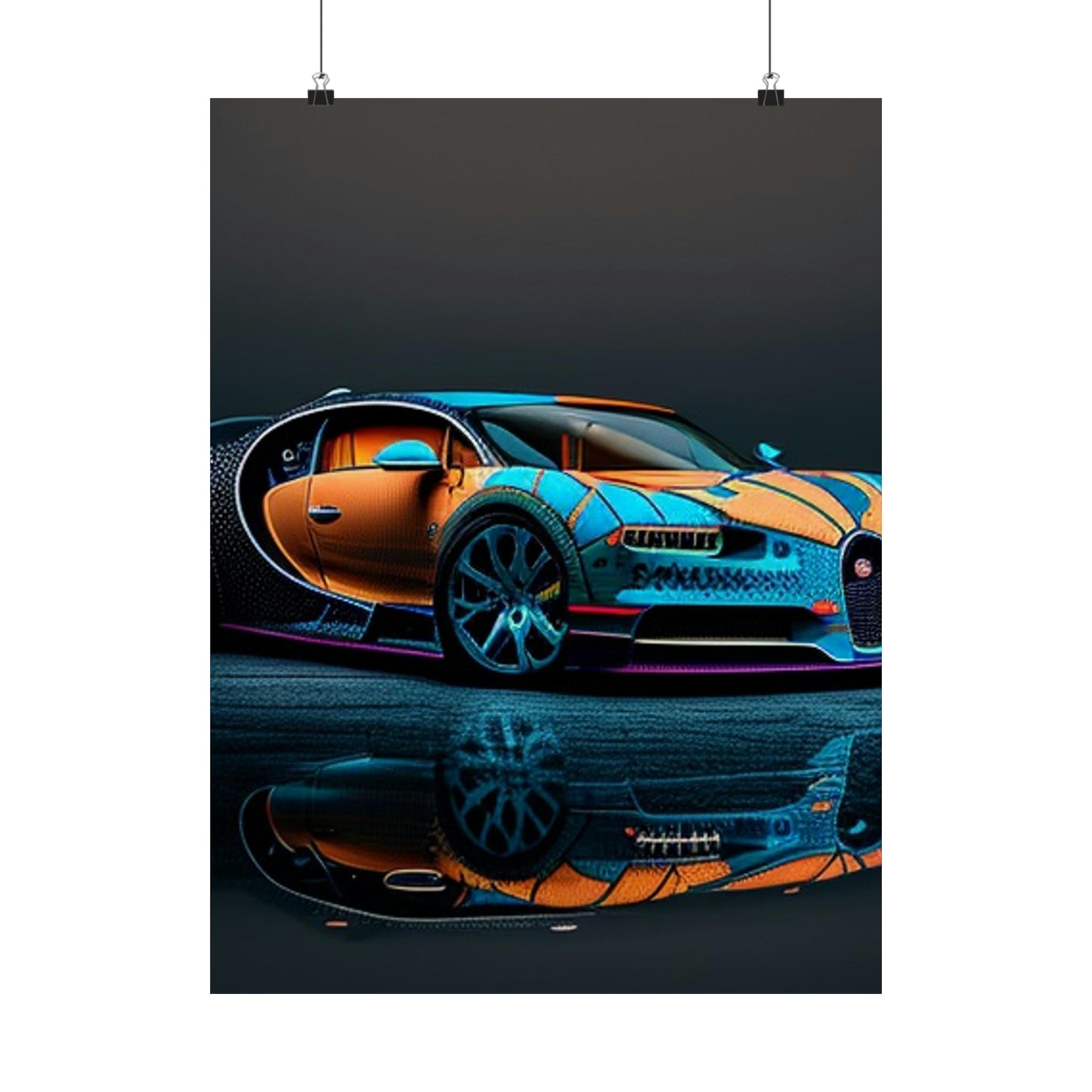 Premium Matte Vertical Posters Bugatti Blue 1