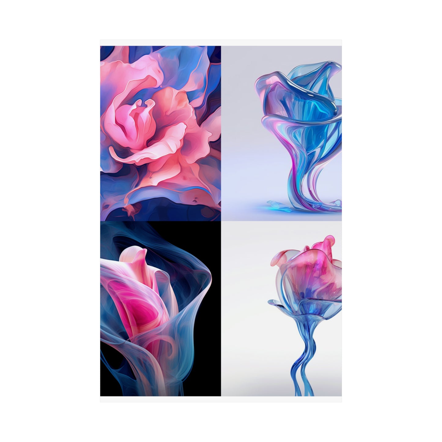 Premium Matte Vertical Posters Pink & Blue Tulip Rose 5