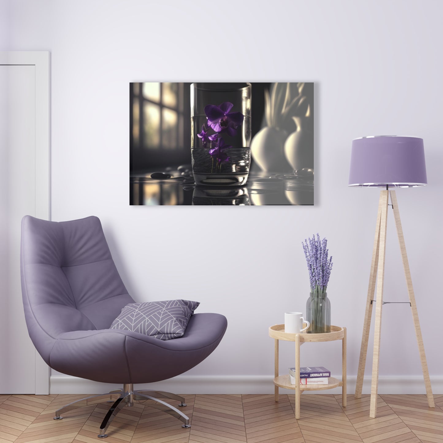 Acrylic Prints Purple Orchid Glass vase 4