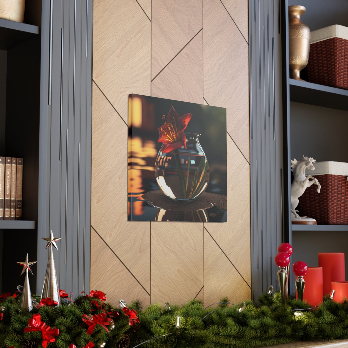 Canvas Gallery Wraps Red Lily in a Glass vase 2