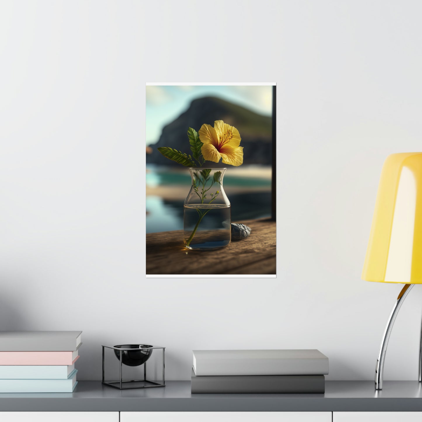 Premium Matte Vertical Posters Yellow Hibiscus Wood 4