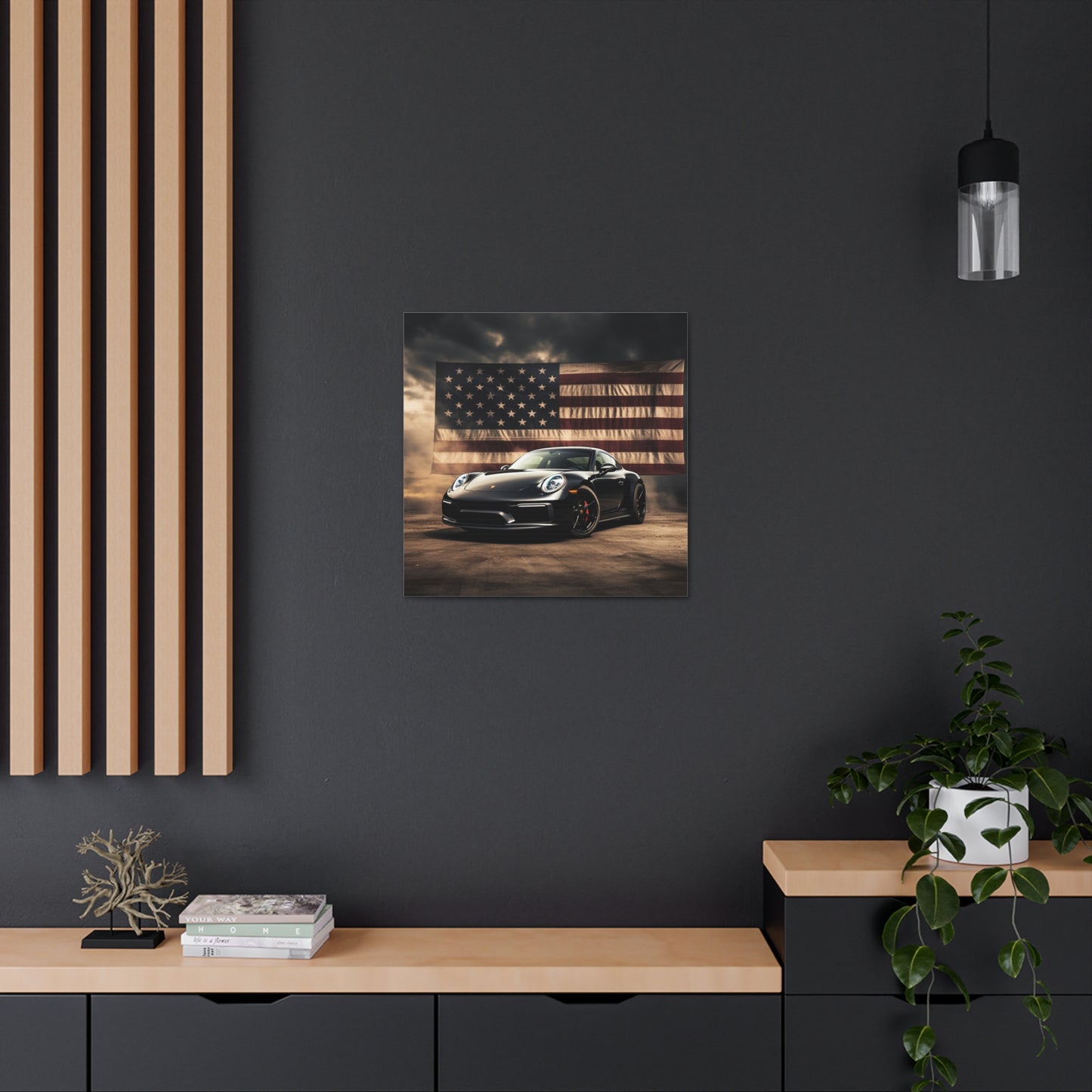Canvas Gallery Wraps American Flag Background Porsche 4