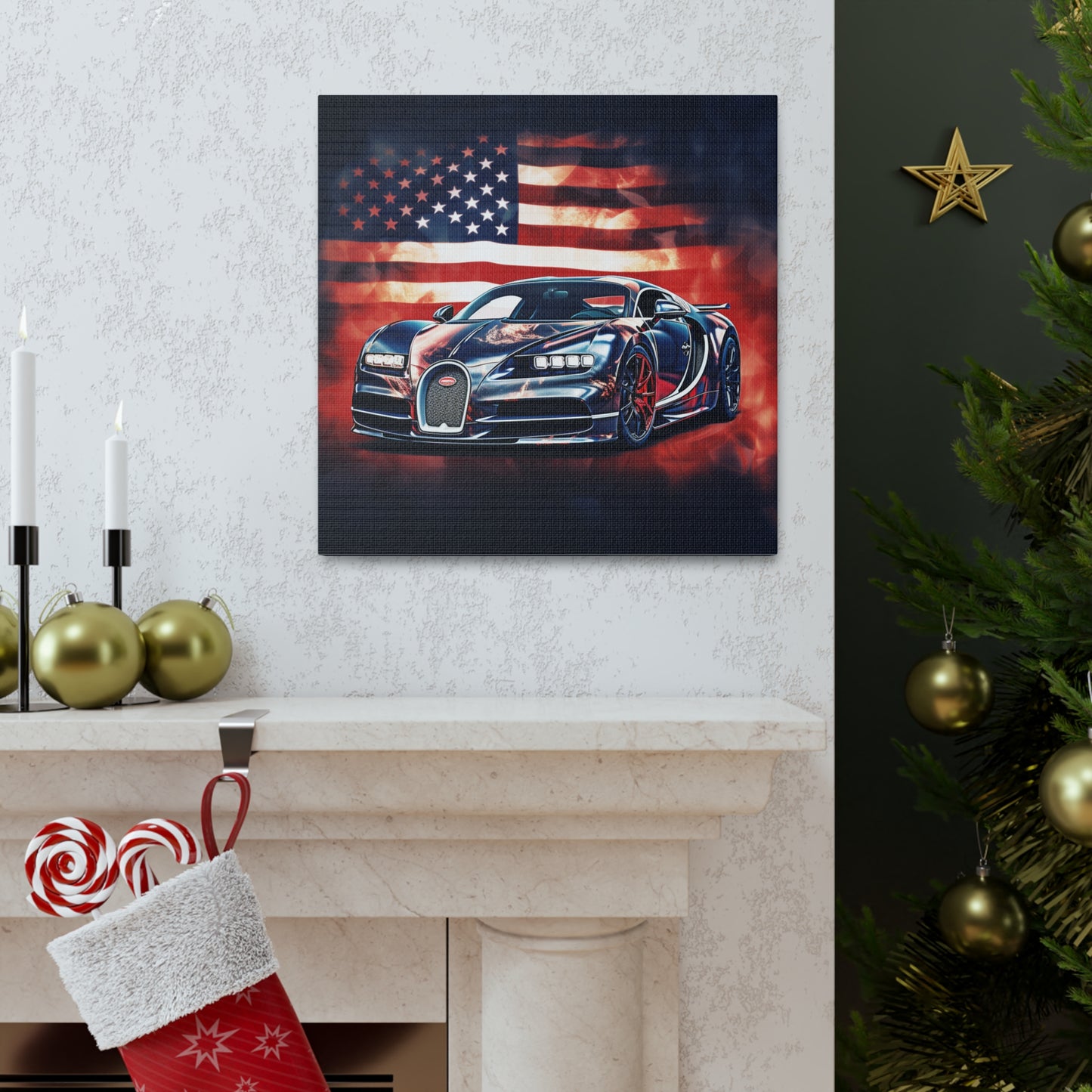 Canvas Gallery Wraps Abstract American Flag Background Bugatti 4