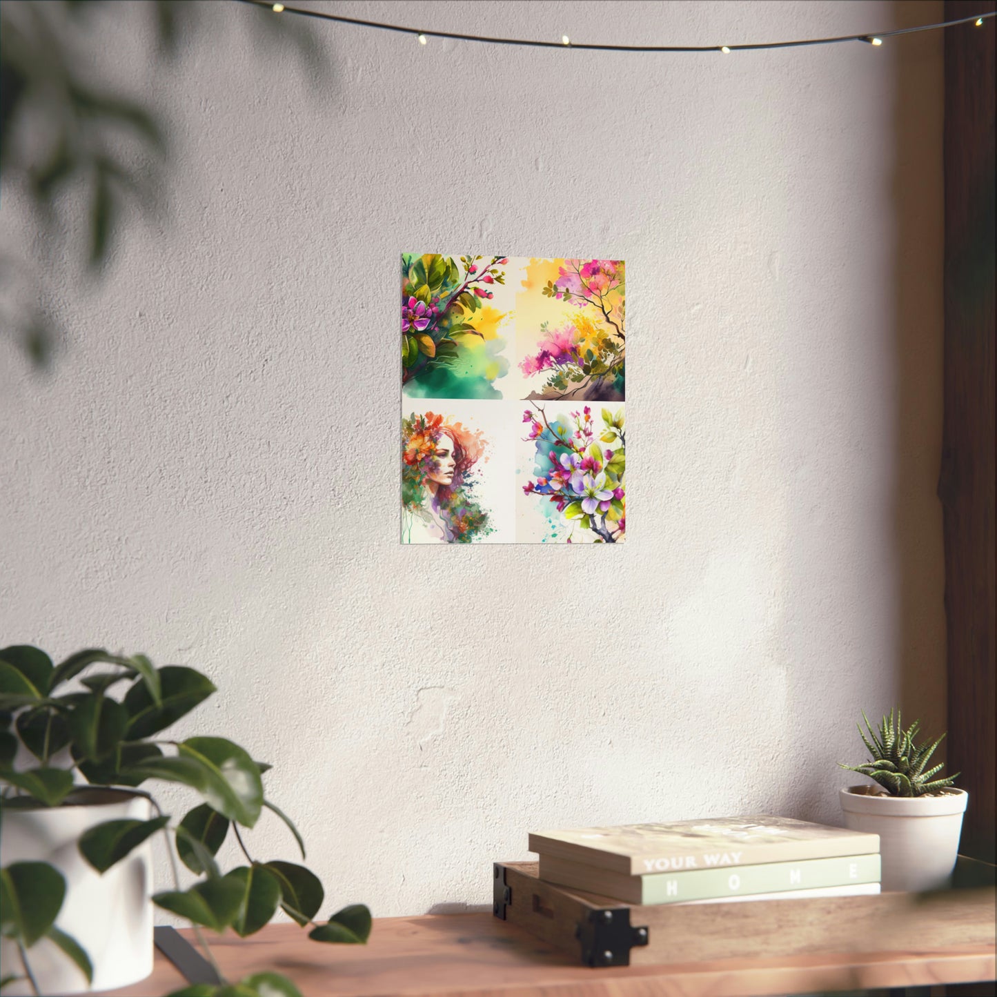 Premium Matte Vertical Posters Mother Nature Bright Spring Colors Realistic Watercolor 5