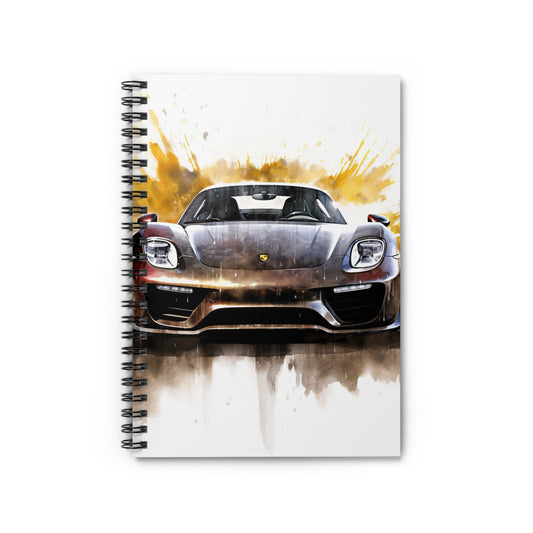 Spiral Notebook - Ruled Line 918 Spyder white background driving fast with water splashing 1