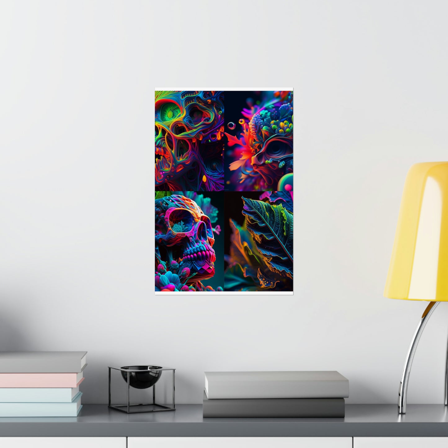 Premium Matte Vertical Posters Florescent Skull Death 5