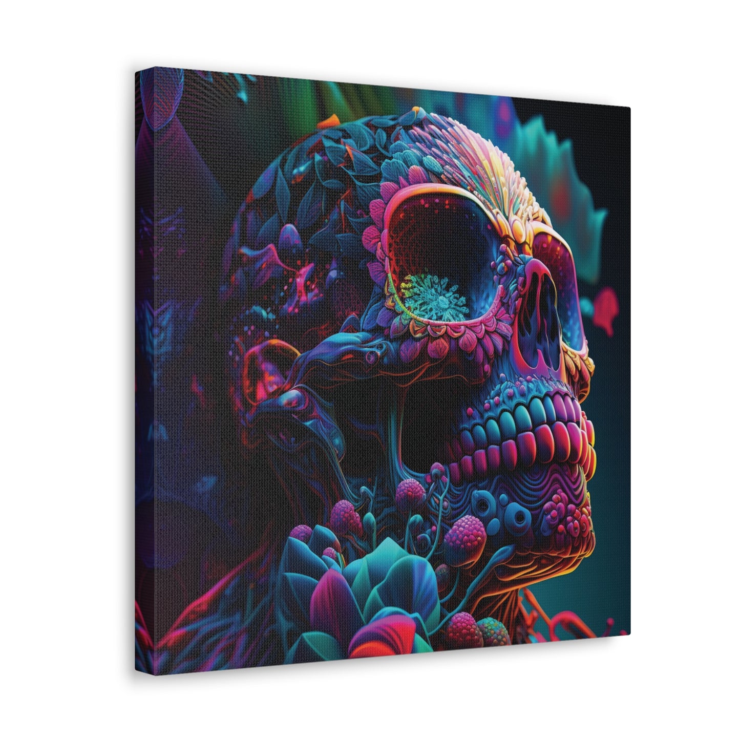 Canvas Gallery Wraps Florescent Skull Death 3