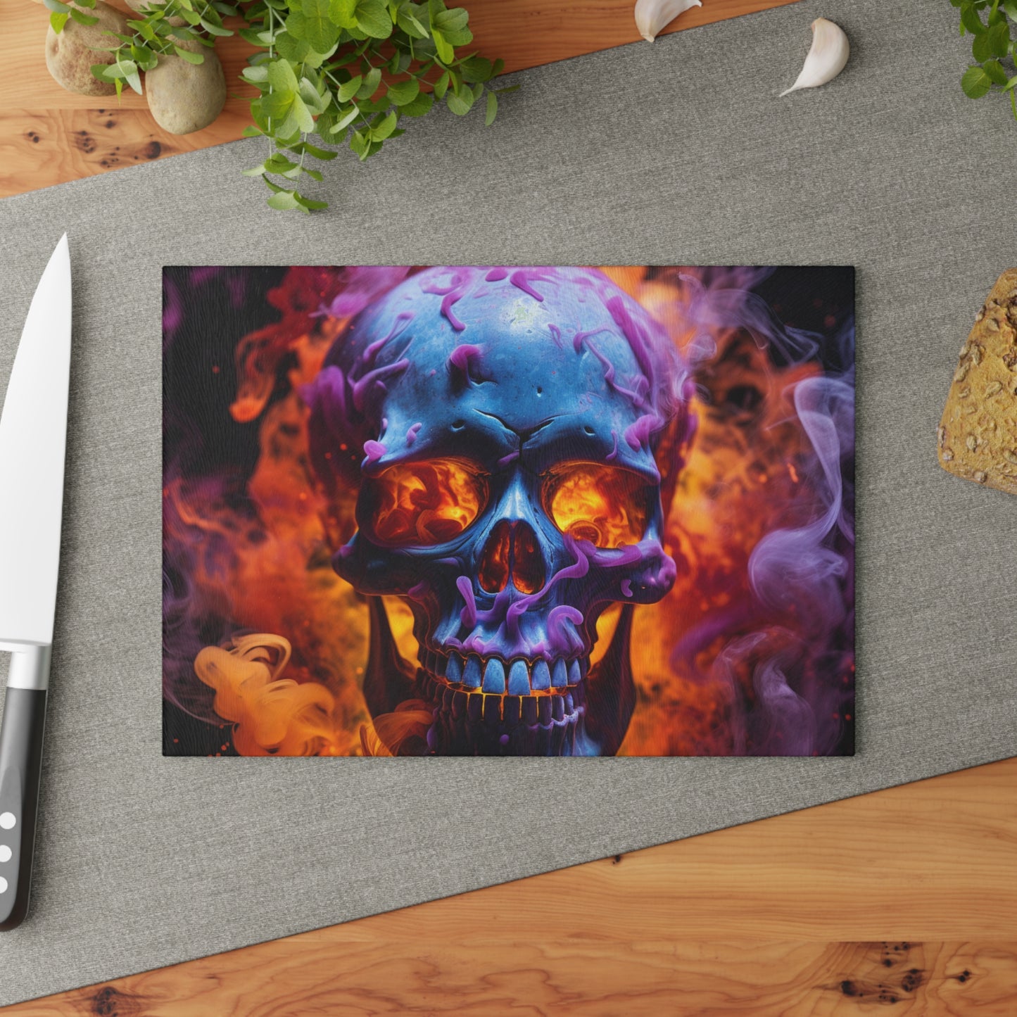 Glass Cutting Board Macro Skull 3