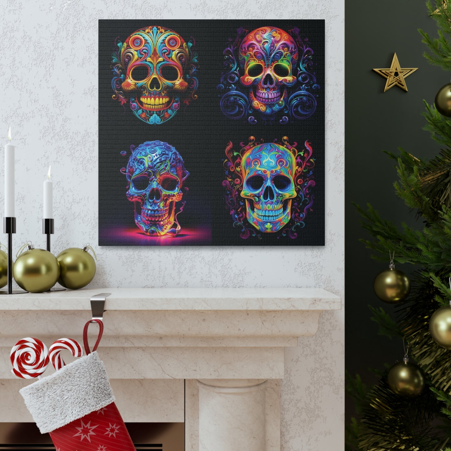 Canvas Gallery Wraps Macro Skull Color 5