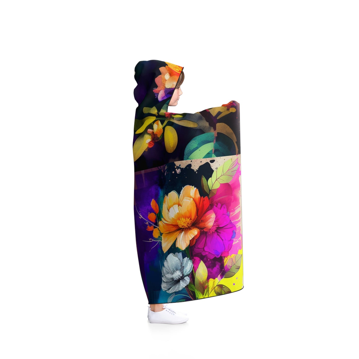 Hooded Blanket Bright Spring Flowers 5