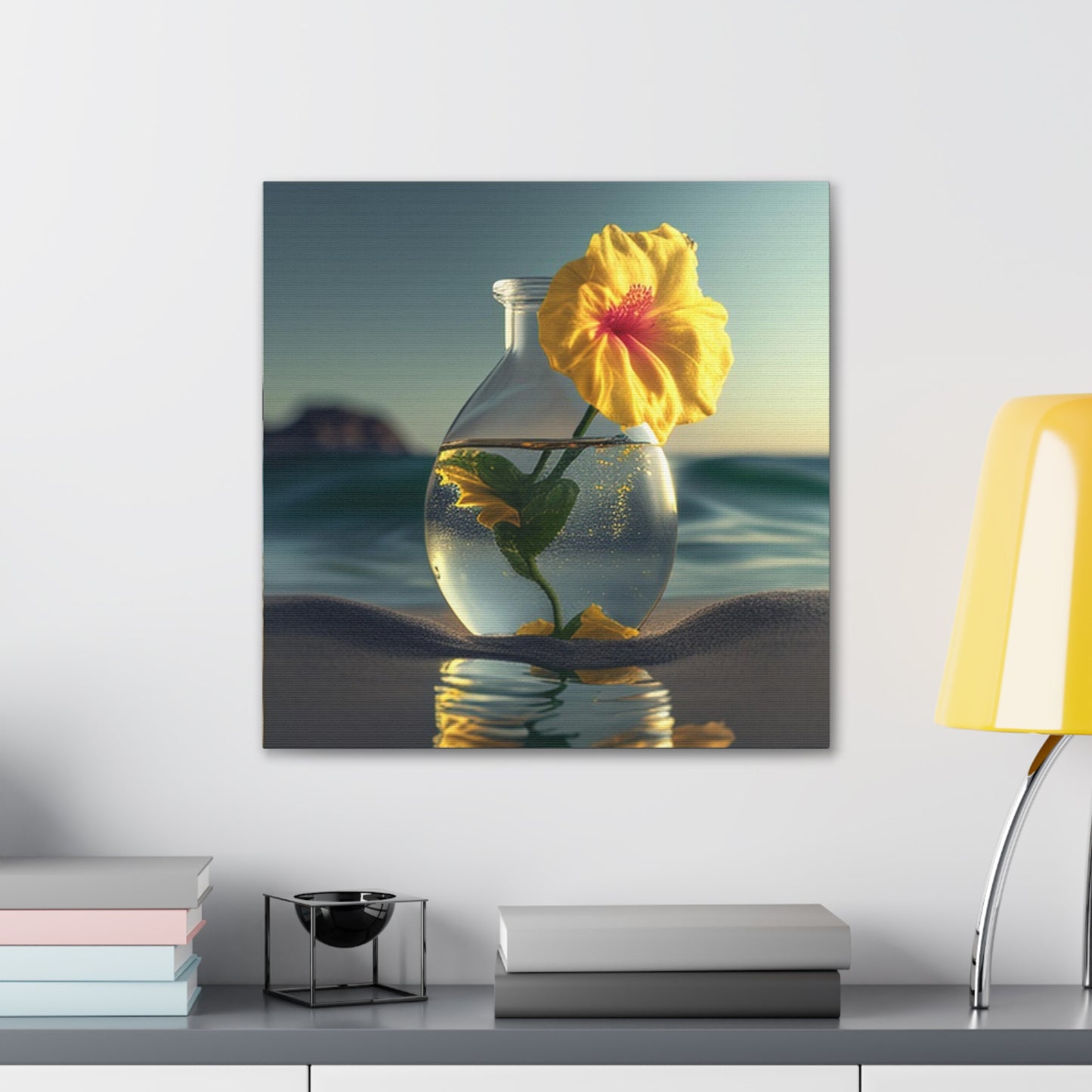 Canvas Gallery Wraps Yellow Hibiscus glass 2