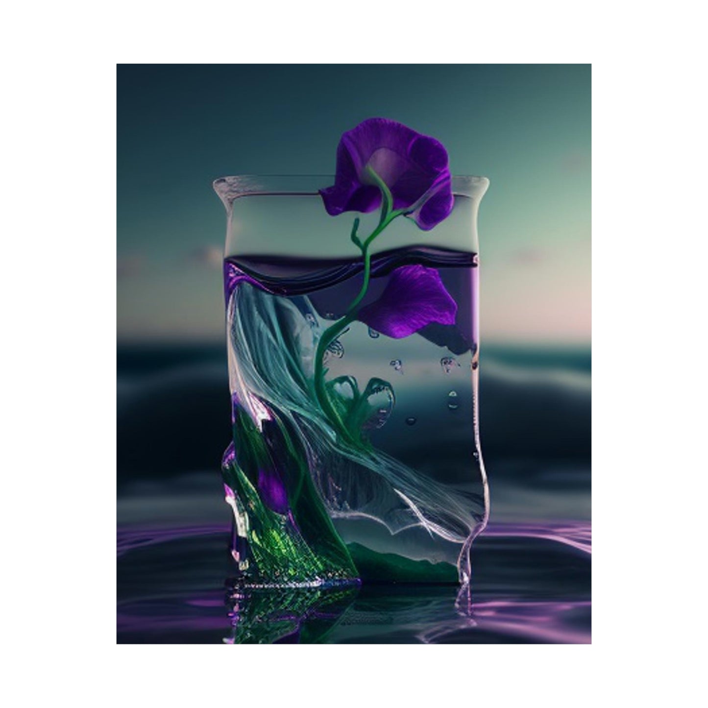 Premium Matte Vertical Posters Purple Sweet pea in a vase 3